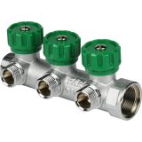 FK 3822 3412 FAR Коллектор распределительный 3/4", проходной, хромированный, 3 отвода 1/2" ЕК