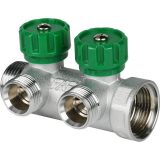 FK 3821 112 FAR Коллектор распределительный 1", проходной, хромированный, 2 отвода 1/2" ЕК