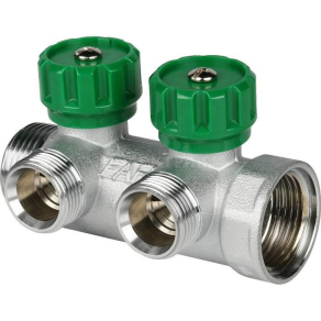 FK 3821 112 FAR Коллектор распределительный 1", проходной, хромированный, 2 отвода 1/2" ЕК