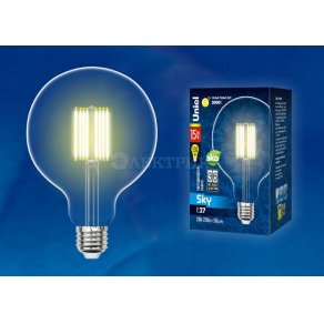 Лампа светодиодная LED-G125-15W/3000K/E27/CL PLS02WH Sky прозр. картон Uniel UL-00004860