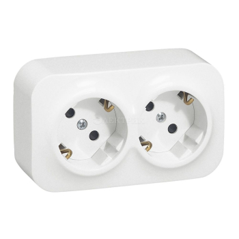 782223  Розеточный блок 2 x 2К+З с защитными шторками - 16 A - 250 В~ - Quteo IP 20 - Белый