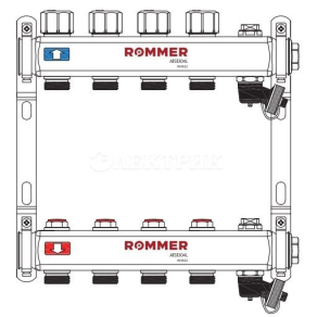 RMS-3201-000006 ROMMER Коллектор из нержавеющей стали без расходомеров, с клапаном вып. воздуха и сливом 6 вых.