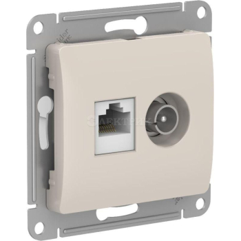 Механизм розетки компьютерной + ТВ 2-м GLOSSA RJ45 кат. 5Е молоч. SchE GSL000989