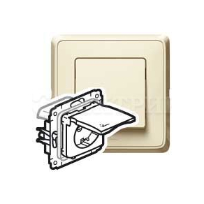 773745  Розетка - Cariva - 2К+3 - с защитными шторками - IP 44 - 16 А - 250 В~ - слоновая кость
