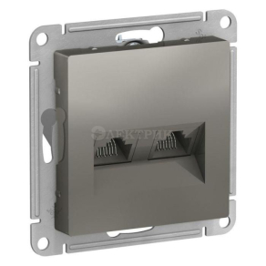 Механизм розетки компьютерной 2-м ATLAS DESIGN RJ45 + RJ45 кат.5e сталь SchE ATN000985