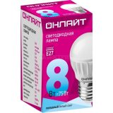 Лампа светодиодная 71 627 OLL-G45-8-230-4K-E27 8Вт шар 4000К нейтр. бел. E27 600лм 176-264В ОНЛАЙТ 71627