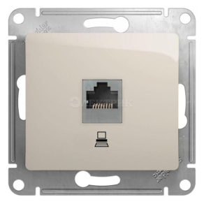 Механизм розетки комп. 1-м Glossa RJ45 кат.5е молочн. SchE GSL000981K
