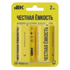 Элемент питания щелочной Alkaline LR20/D (блист.2шт) IEK ABT-LR20-OP-L02