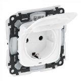 Механизм розетки 1-м СП Valena Allure 16А IP44 250В 2К+З защ. шторки откидная крышка бел. Leg 755204