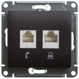 Механизм розетки комп. 2-м Glossa RJ45+RJ45 кат.5е шоколад SchE GSL000885KK