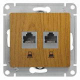 Механизм розетки комп. 2-м Glossa RJ45+RJ45 кат.5е дуб. SchE GSL000585KK
