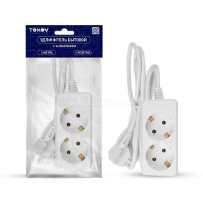 Удлинитель 2х2м с заземл. 16А 3х1 TOKOV ELECTRIC TKE-C01-BU2-2-1-Z