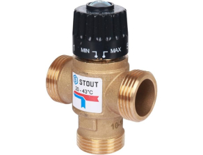 SVM-0120-254325 STOUT Термостатический смесительный клапан для систем отопления и ГВС. G 1” M, 20-43°С KV 2,5 м3/ч