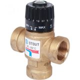 SVM-0110-166020 STOUT Термостатический смесительный клапан для систем отопления и ГВС 3/4"  ВР   35-60°С KV 1,6