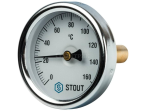 SIM-0002-635015 STOUT Термометр биметаллический с погружной гильзой. Корпус Dn 63 мм, гильза 50 мм 1/ 2", 0...160°С