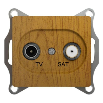 Механизм розетки TV-SAT 2-м СП Glossa оконечной 1DB дер. дуб SchE GSL000597