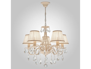 Подвесная люстра Eurosvet 10054/5 белый с золотом/прозрачный хрусталь Strotskis