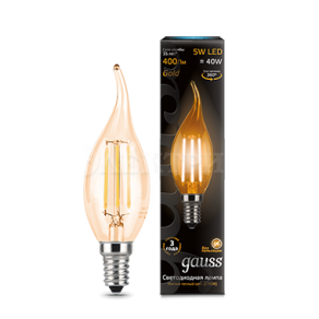 Лампа светодиодная Black Filament Свеча на ветру E14 5Вт 2700К Golden Gauss 104801005