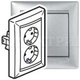 Розетка 2-м СП Valena нем. станд. с заземл. в сборе алюм. Leg 770100