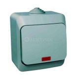 Выключатель 1-кл. ОП Этюд 10А IP44 10AX с подсветкой сер. SchE BA10-045C