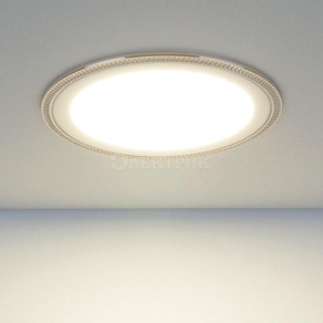 Встраиваемый потолочный светодиодный светильник DLR006 12W 4200K PS/N перламутровый серебро/никель