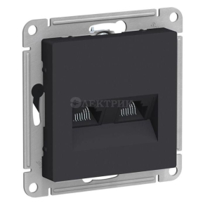Механизм розетки компьютерной 2-м ATLAS DESIGN RJ45 + RJ45 кат.5e карбон SchE ATN001085