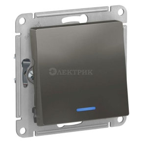 Механизм переключателя 1-кл. СП AtlasDesign 10А IP20 (сх. 6а) 10AX с подсветкой сталь SchE ATN000963