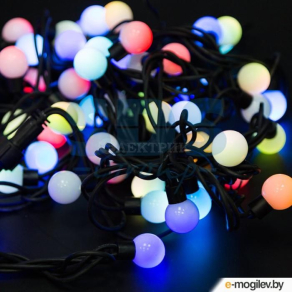 Гирлянда "Мультишарики" d23мм 10м 80LED RGB свечение с динамикой провод черн. каучук Neon-Night 303-