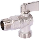 SVB-0059-001234 STOUT Кран шаровой угловой для бытовой техники 1/2" х 3/4"ручка флажок