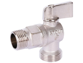 SVB-0059-001234 STOUT Кран шаровой угловой для бытовой техники 1/2" х 3/4"ручка флажок