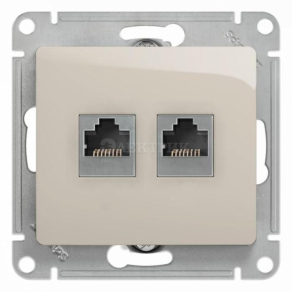 Механизм розетки 2-м Glossa RJ11+RJ45 кат.5е молочн. SchE GSL000985