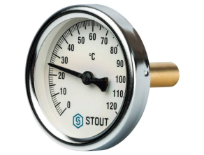SIM-0001-635015 STOUT Термометр биметаллический с погружной гильзой. Корпус Dn 63 мм, гильза 50 мм 1/2", 0...120°С