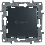Механизм выключателя 2-кл. СП Etika 10А IP20 250В 10AX авт. зажимы антрацит Leg 672602