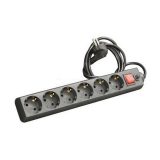 Удлинитель с сетевым фильтром 6х7м с заземл. 10А IP20 защ. шторки ПВС 3х0.75 черн. UNIVersal 967U-40