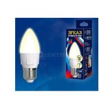 Лампа светодиодная LED-C37 7W/WW/E27/FR PLP01WH Яркая 7Вт свеча матовая 3000К тепл. бел. E27 (упак. картон) Uniel UL-00002414