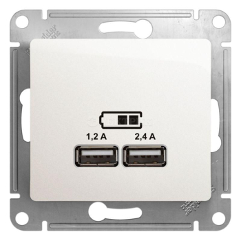 Механизм розетки USB GLOSSA A+С 5В/2.4А 2х5В/1.2А перламутр SchE GSL000639