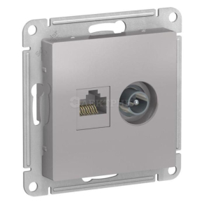 Механизм розетки 2-м ATLAS DESIGN комп. RJ45 кат.5E+TV алюм. SchE ATN000389