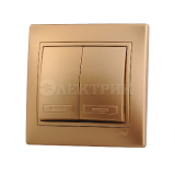 Выключатель 2-кл. СП Мира метал. золото Lezard 701-1313-101