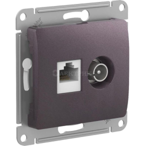 Механизм розетки компьютерной + ТВ 2-м GLOSSA RJ45 кат.5Е сирен. туман SchE GSL001489