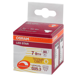 Лампа светодиодная LS MR16 D 80 110 7W/830 230В GU5.3 диммир. OSRAM 4058075229006