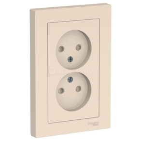 Розетка 2-м ATLAS DESIGN без заземл. защ. шторки16А в сборе беж. SchE ATN000222
