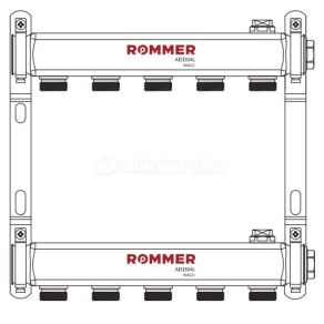 RMS-4401-000011 ROMMER Коллектор из нержавеющей стали для радиаторной разводки 11 вых.