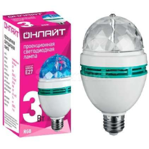 Лампа светодиодная 61 120 OLL-DISCO-3-230-RGB-E27 ОНЛАЙТ 61120
