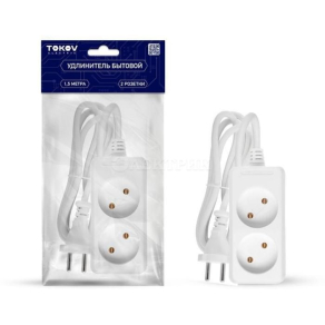 Удлинитель 2х1.5м без заземл. 10А 2х0.75 TOKOV ELECTRIC TKE-C01-BU2-1.5-075