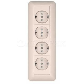 Розетка 4-м ОП Прима 16А 250В с заземл. бел. DIY SchE RA16-411M-BI (РА16-411М-би)