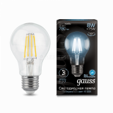 Лампа светодиодная Filament A60 E27 8Вт 4100К GAUSS 102802208