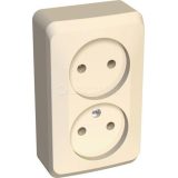 Розетка 2-м ОП Этюд 16А IP20 250В без заземл. без защ. шторок крем. SE PA16-005K