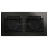 Розетка 2-м СП Glossa 16А IP44 защ. шторки с заземл. в сборе антрацит SchE GSL000747