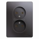 Розетка 2-м СП Glossa 16А IP20 без заземл. в сборе графит SchE GSL001320