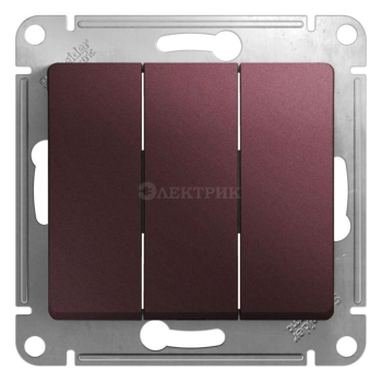 Механизм выключателя 3-кл. СП Glossa 10А IP20 (сх. 3) 10AX баклажан. SchE GSL001131
